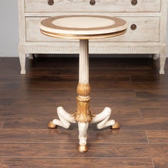 Italian 1930s Painted Wood Guéridon Table with Gilt Accents and Hoofed Feet