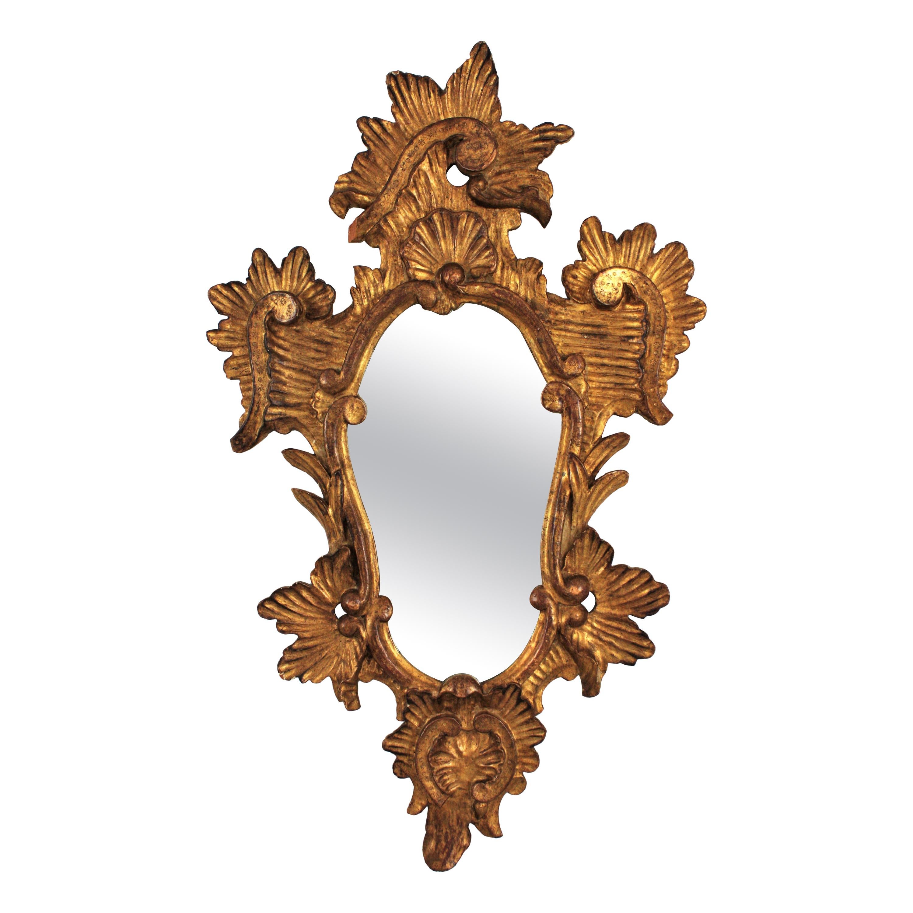 Italian Rococo Giltwood Mirror For Sale