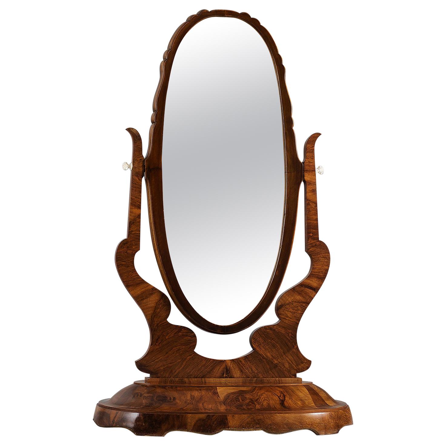 Italian 1930s Tall Mahogany Dressing Mirror, Italy
