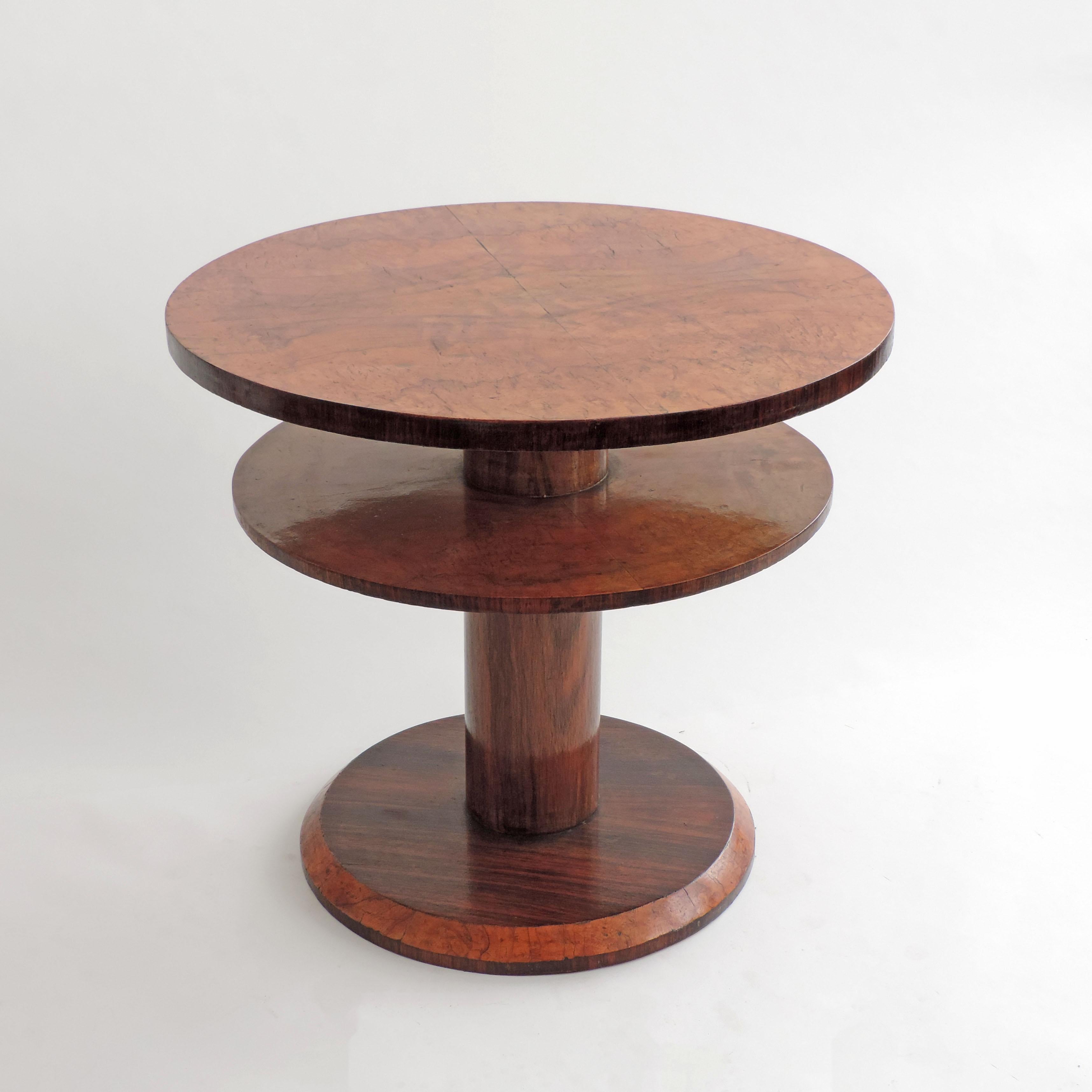 Art Deco Italian 1930s Two-Tier Round Wooden Coffee Table Attributed to Gio Ponti For Sale