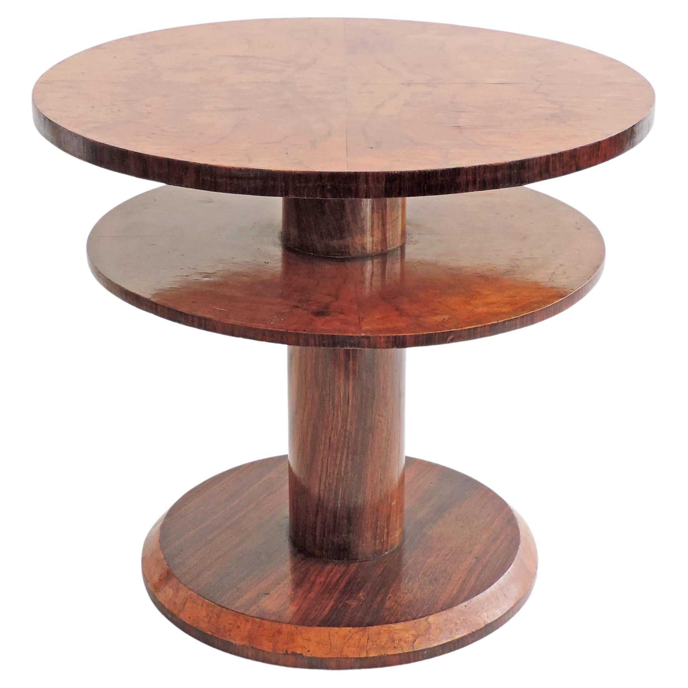 Italian 1930s Two-Tier Round Wooden Coffee Table Attributed to Gio Ponti For Sale