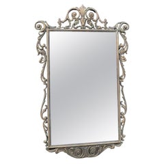 Italian 1940 Brass Mirror with Original Glass