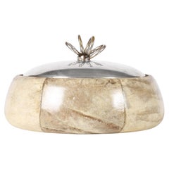 Italian 1940s Aldo Tura Velum and Silver-Plated Brass Decorative Box