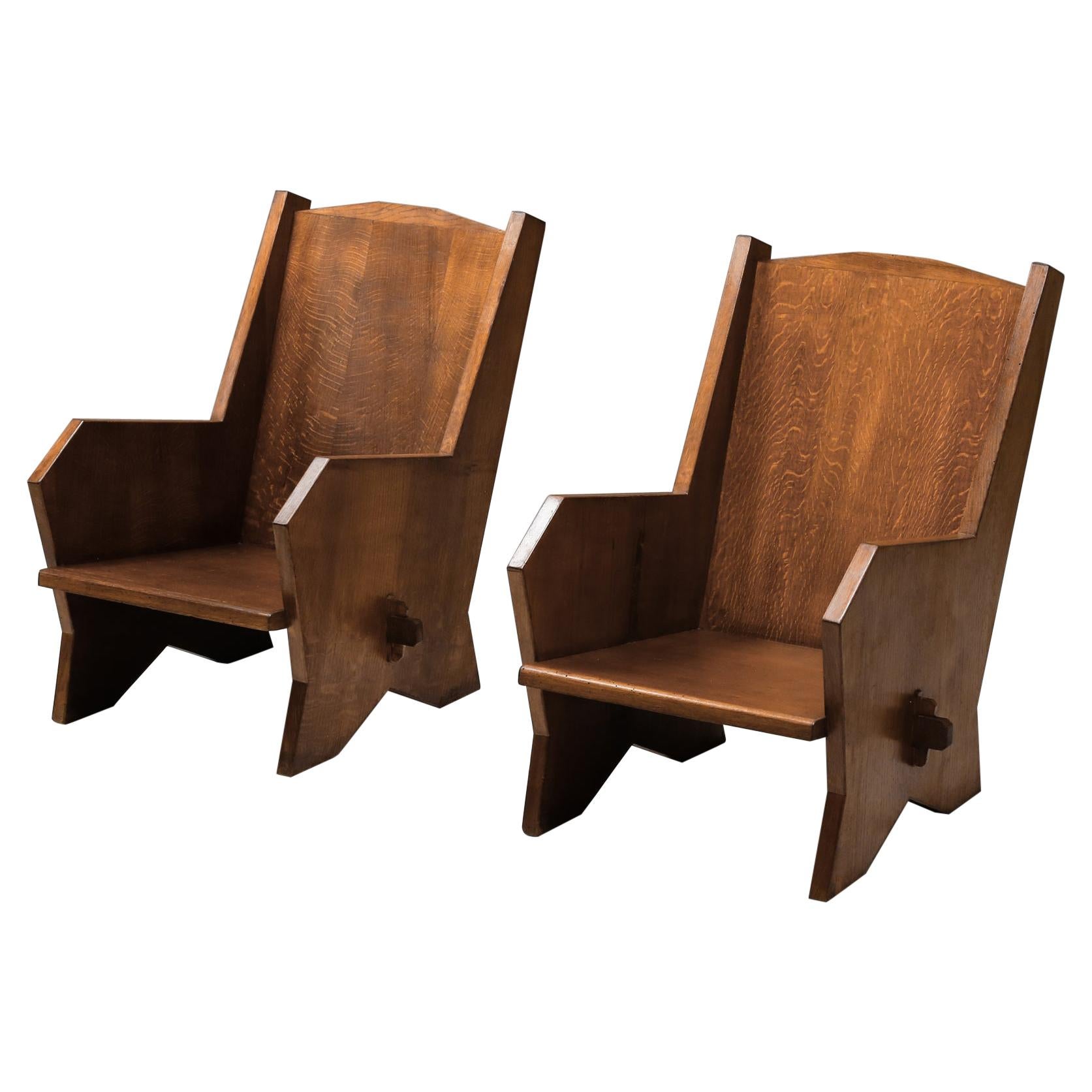 Italian 1940s Armchairs in Stained Beech