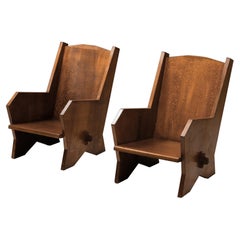 Italian 1940s Armchairs in Stained Beech