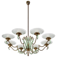 Vintage Italian 1940s Art Deco Chandelier, Strada Milano