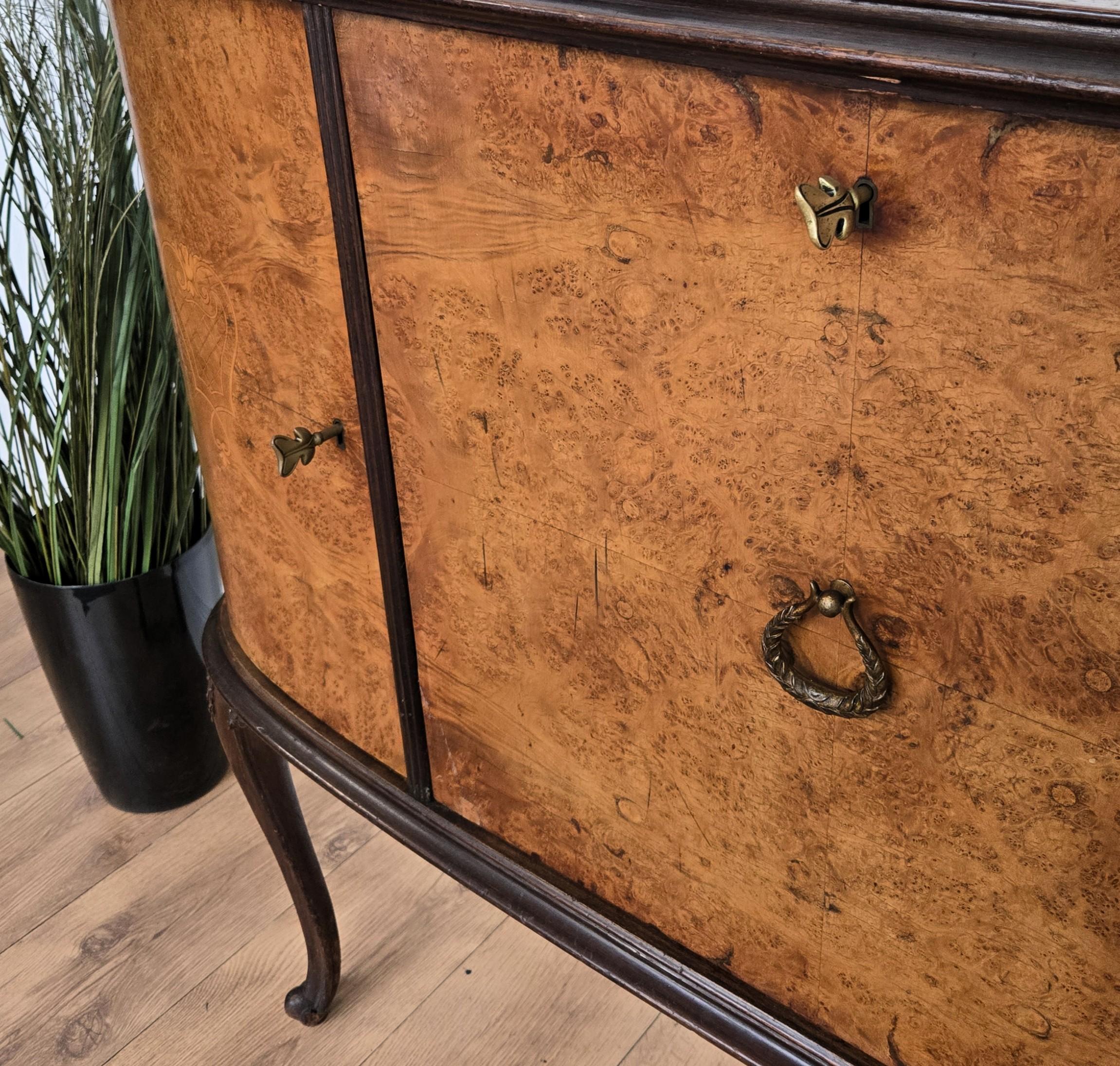 Armadio bar a secco in radica di noce e mosaico con specchio, italiano, anni '1940, Art Deco, metà secolo in vendita 2