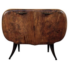 Armoire de bar Art Déco italienne des années 1940 en ronce de noyer et mosaïque de miroir