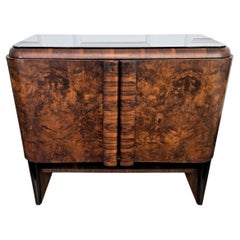 Armoire de bar Art Déco italienne des années 1940 en ronce de noyer et mosaïque de miroir