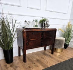 Italian 1940s Art Deco Mid-Century Walnut Burl Dry Bar Cabinet