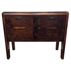Italian 1940s Art Deco Mid-Century Walnut Burl Dry Bar Cabinet