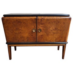 1940s bar cabinet Italian 1940s Art Deco Midcentury Walnut Burl and Mirror Mosaic Dry Bar Cabinet