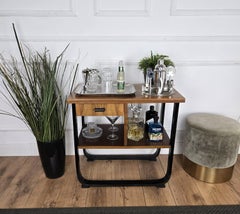 Italian 1940s Art Deco Midcentury Walnut Burl Dry Bar Cabinet