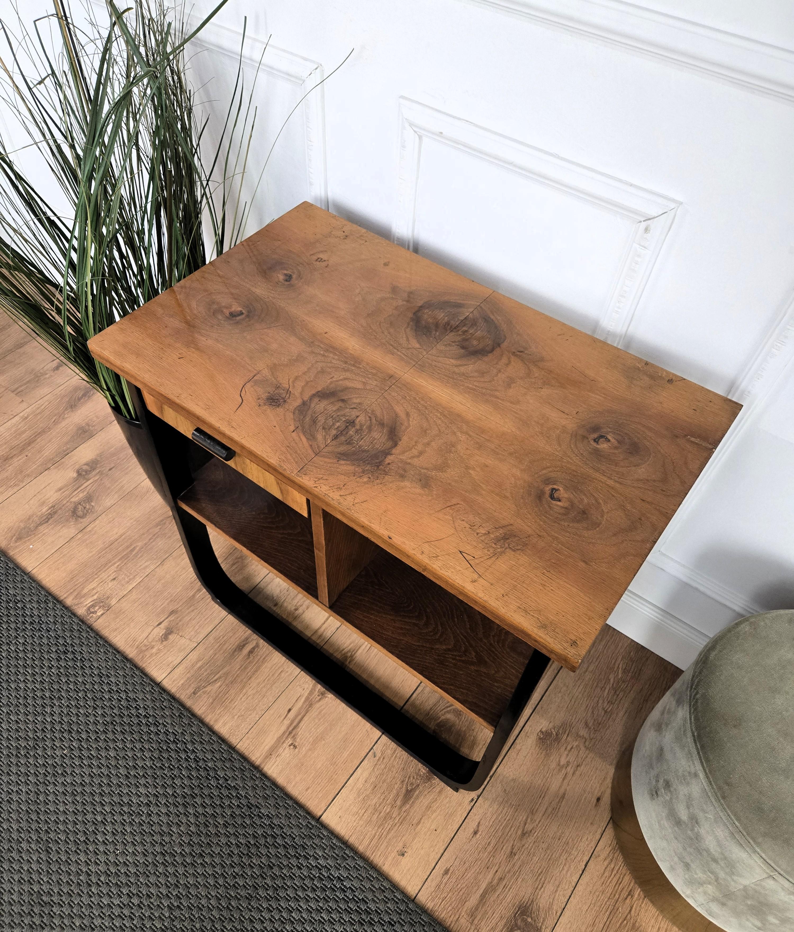 Italian 1940s Art Deco Midcentury Walnut Burl Dry Bar Cabinet Latón en venta