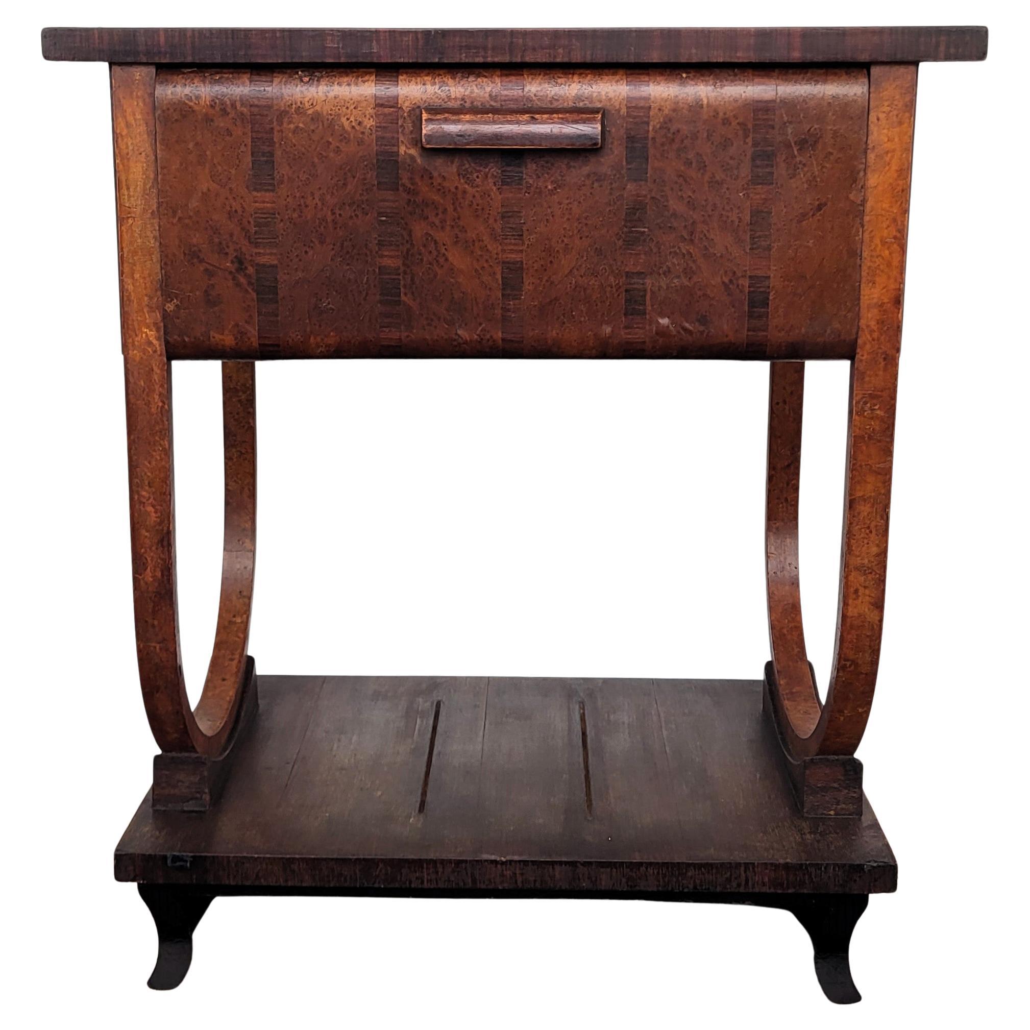 Italian 1940s Art Deco Midcentury Walnut Burl Dry Bar Cabinet