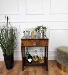 Italian 1940s Art Deco Midcentury Walnut Burl Dry Bar Side Cocktail Table