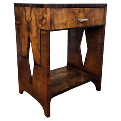 Table à cocktail italienne 1940s Art Deco Midcentury Dry Bar Side en ronce de noyer