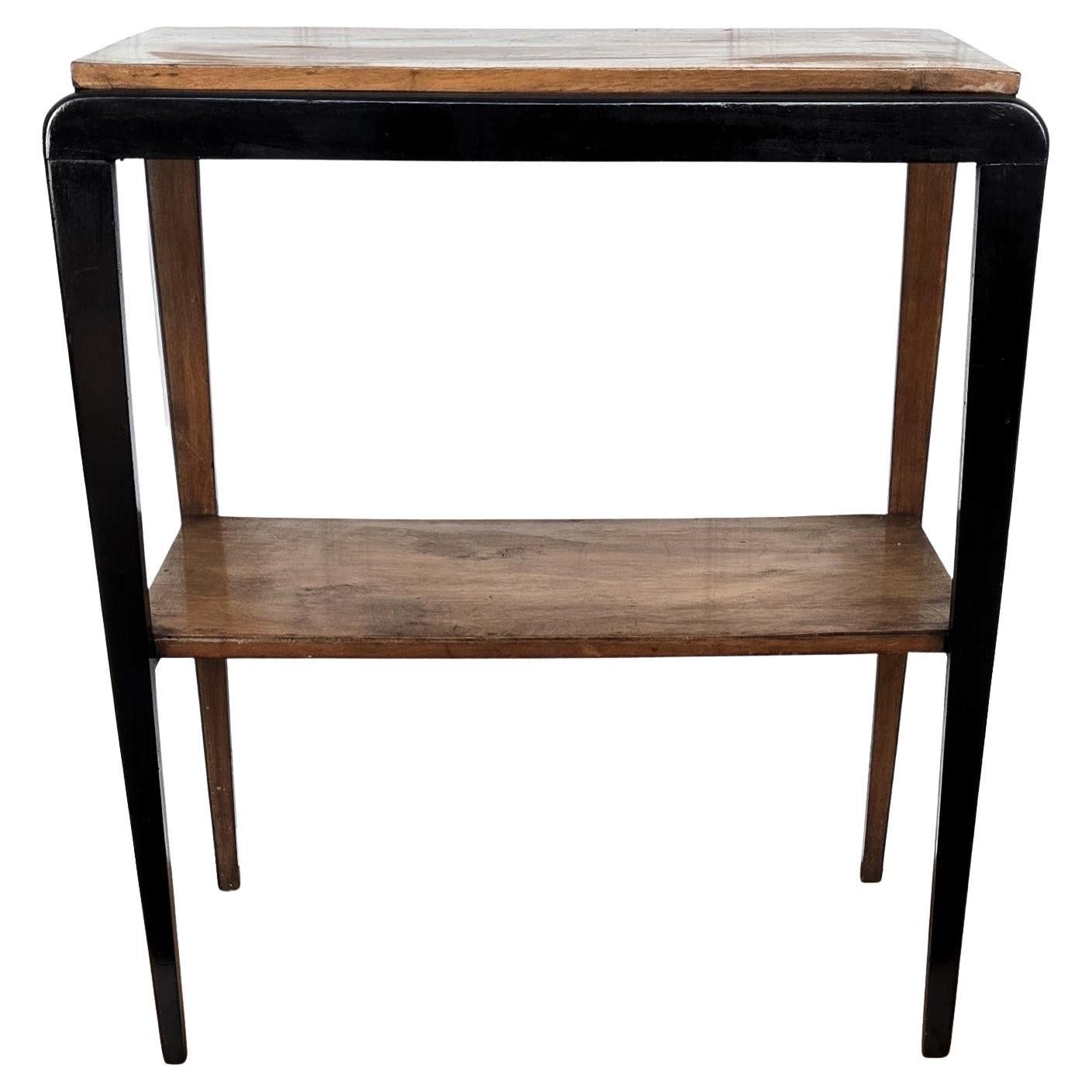 Mesa de cóctel lateral de madera italiana Art Decó de mediados de siglo de 1940