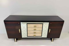 Italian 1940s Art Deco Sideboard in Macassar, Parchment, Attr. Osvaldo Borsani