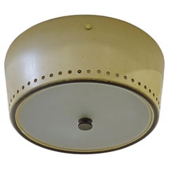 Lampada da soffitto ad incasso italiana degli anni '40 in ottone e color crema