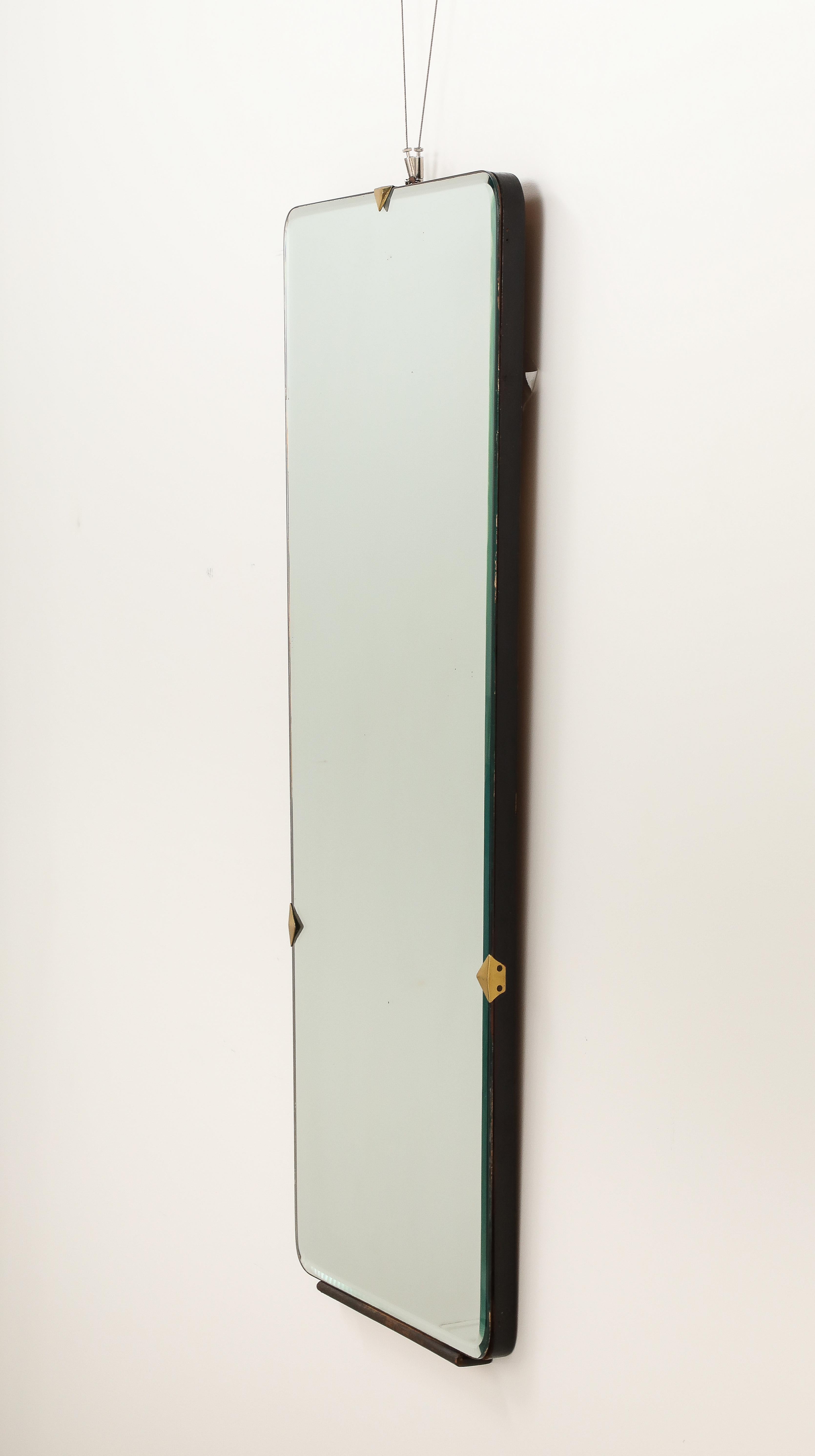 Italian 1940's Brass and Wood Wall Mirror For Sale 6
