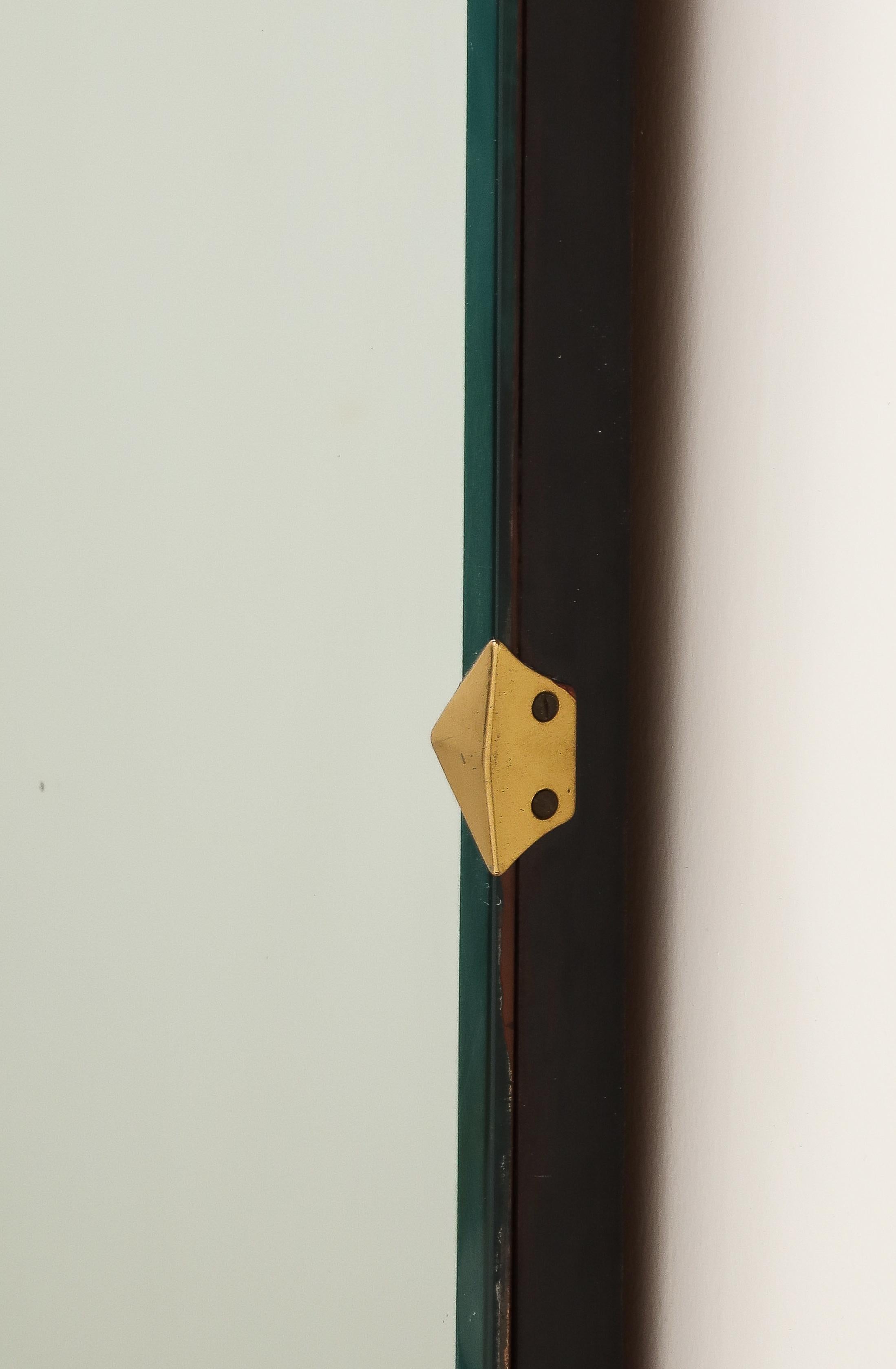 Italian 1940's Brass and Wood Wall Mirror For Sale 7
