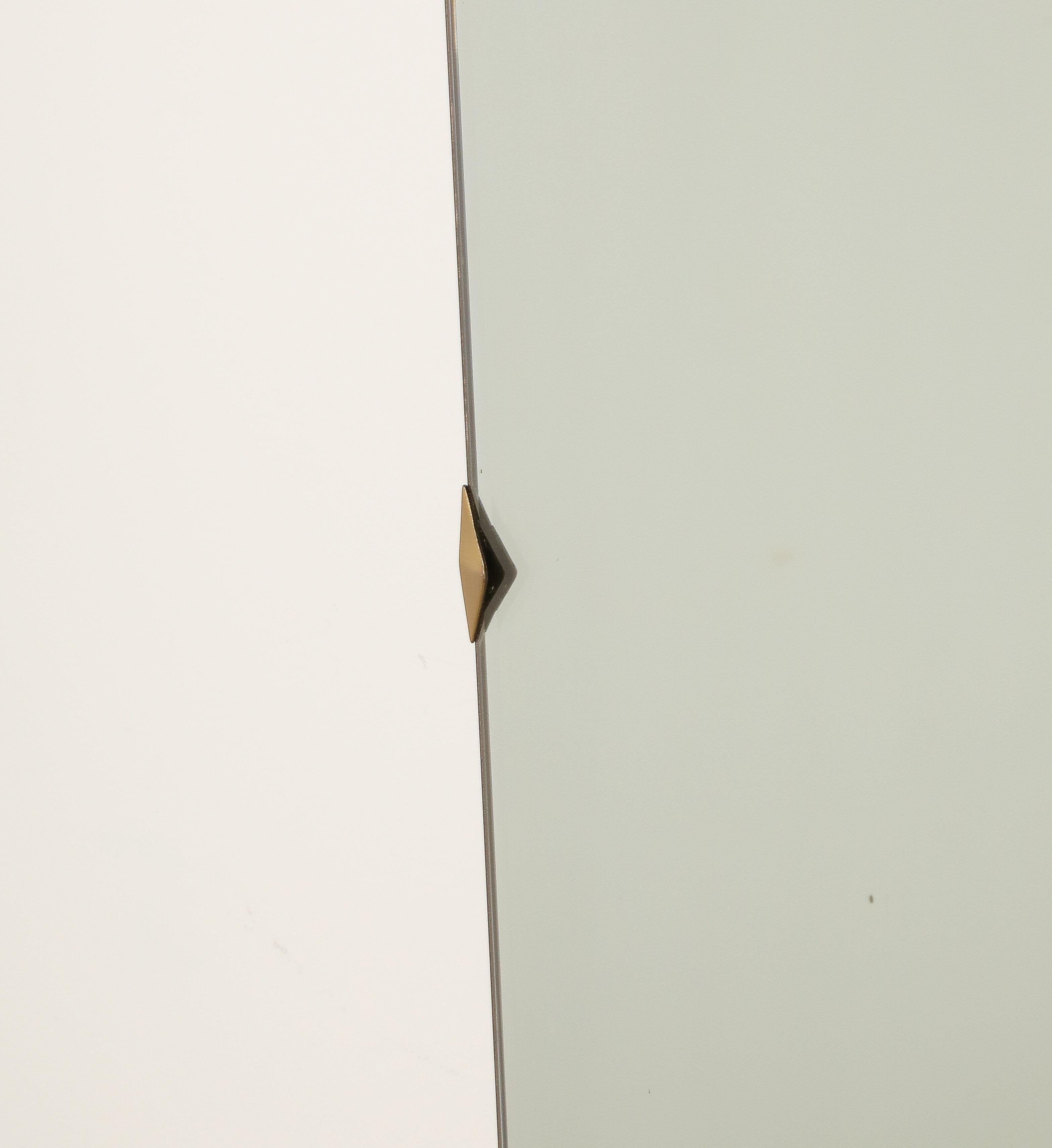 Italian 1940's Brass and Wood Wall Mirror For Sale 8
