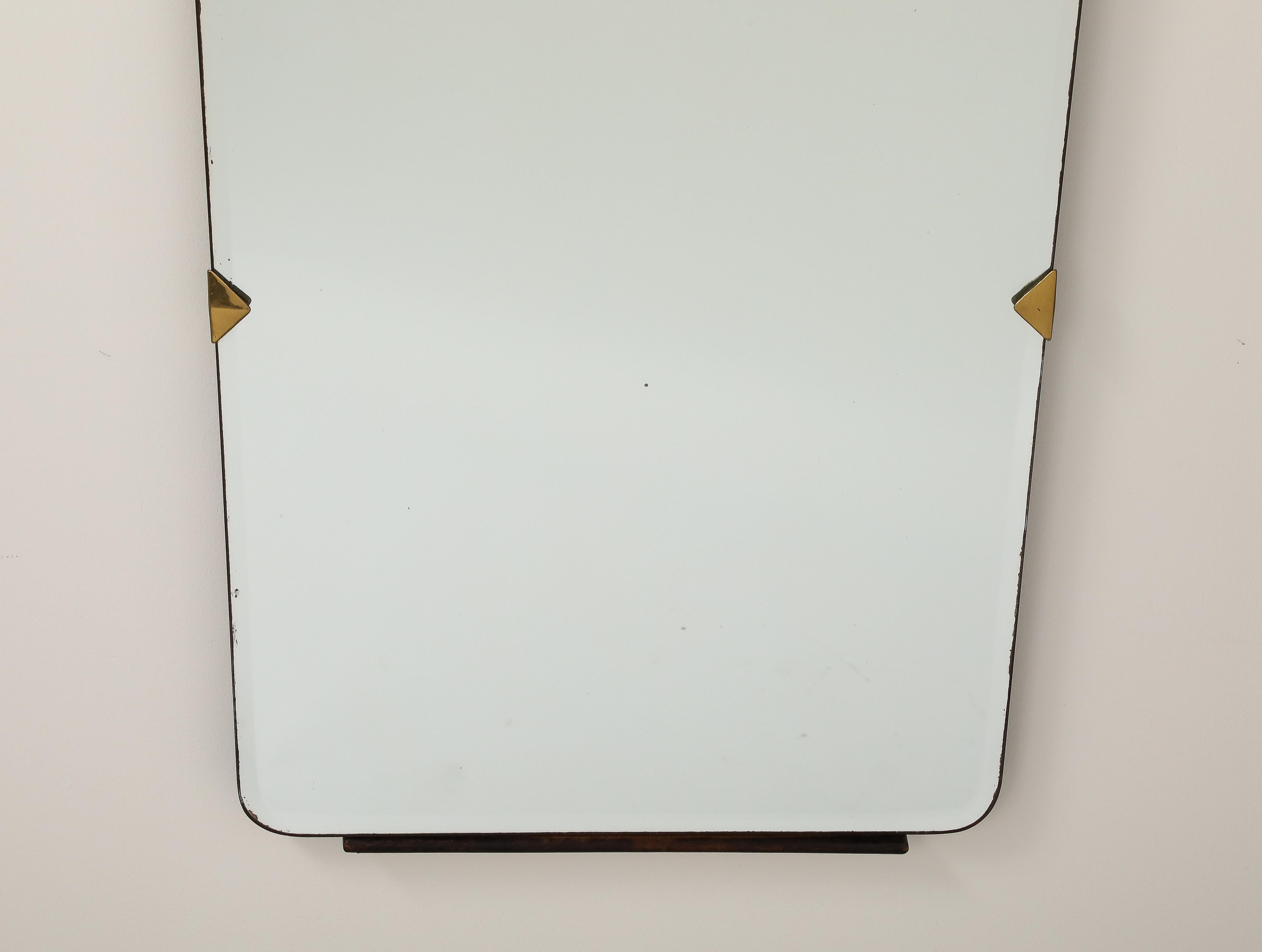 Italian 1940's Brass and Wood Wall Mirror For Sale 3