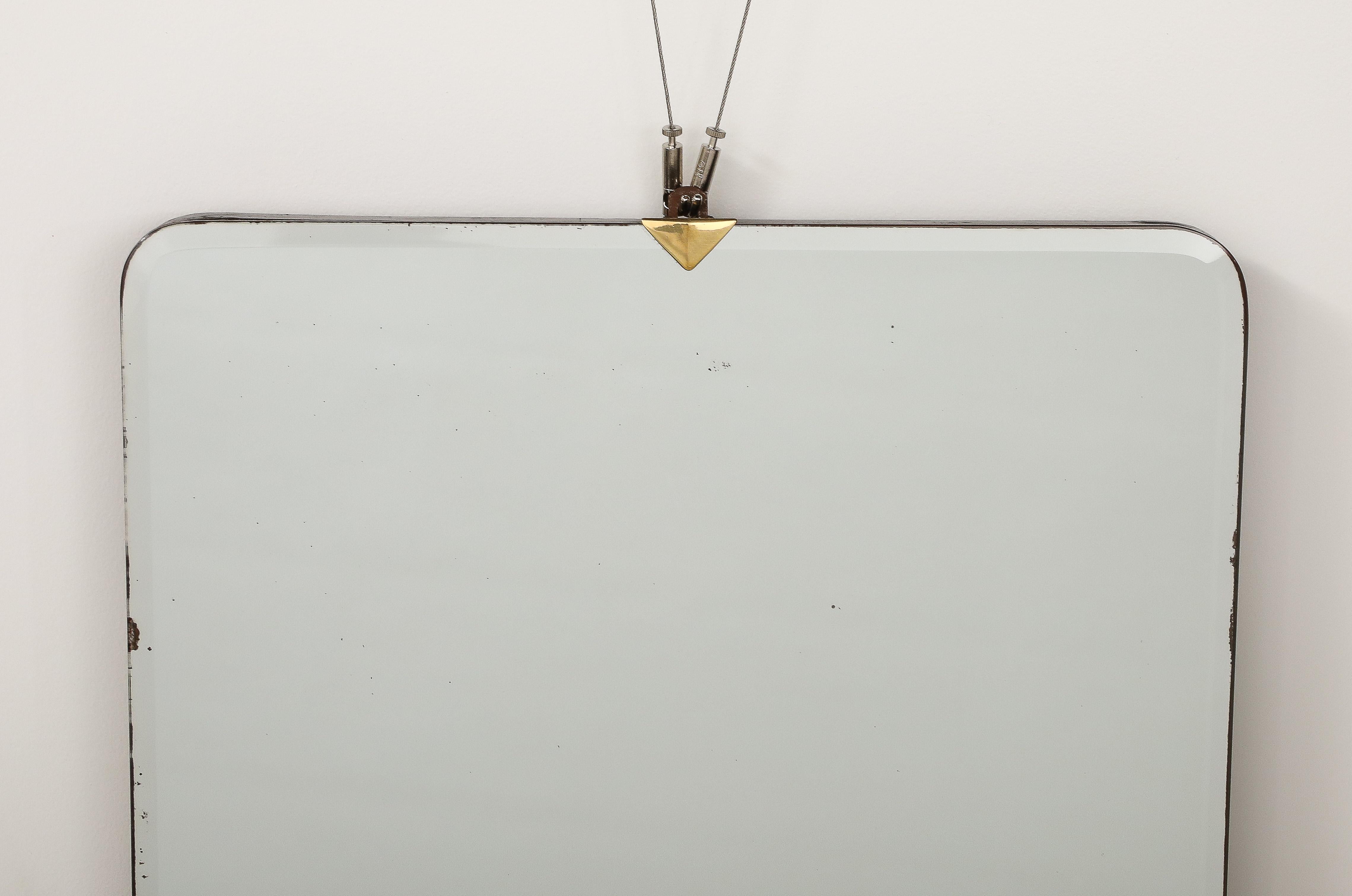 Italian 1940's Brass and Wood Wall Mirror For Sale 4