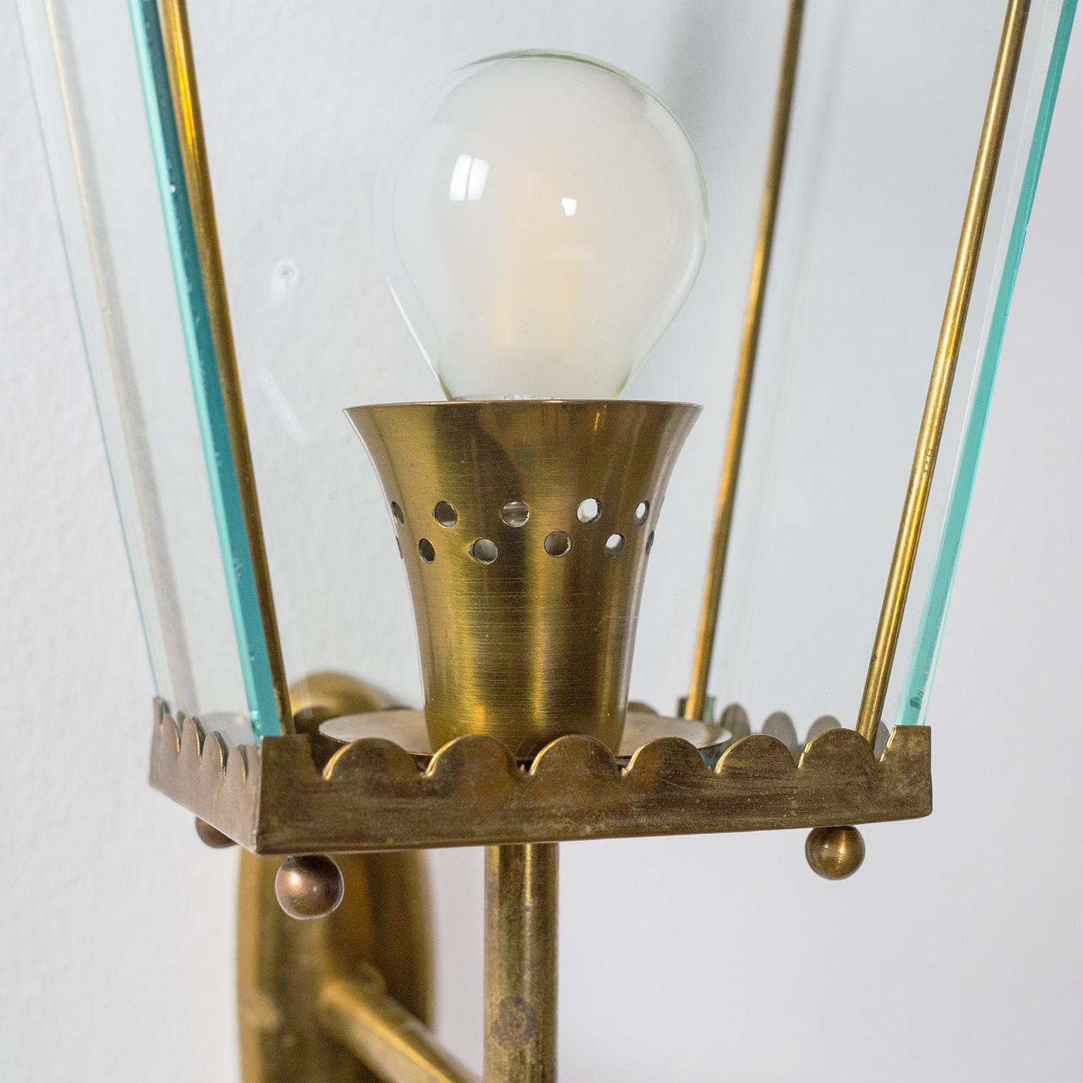 Italian 1940s Brass Lantern Sconce 1
