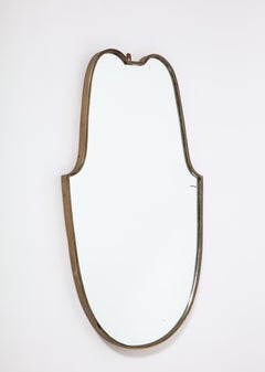 Italian 1940's Brass Shield Shaped Mirror with Beaded Trim, Italy, circa 1940