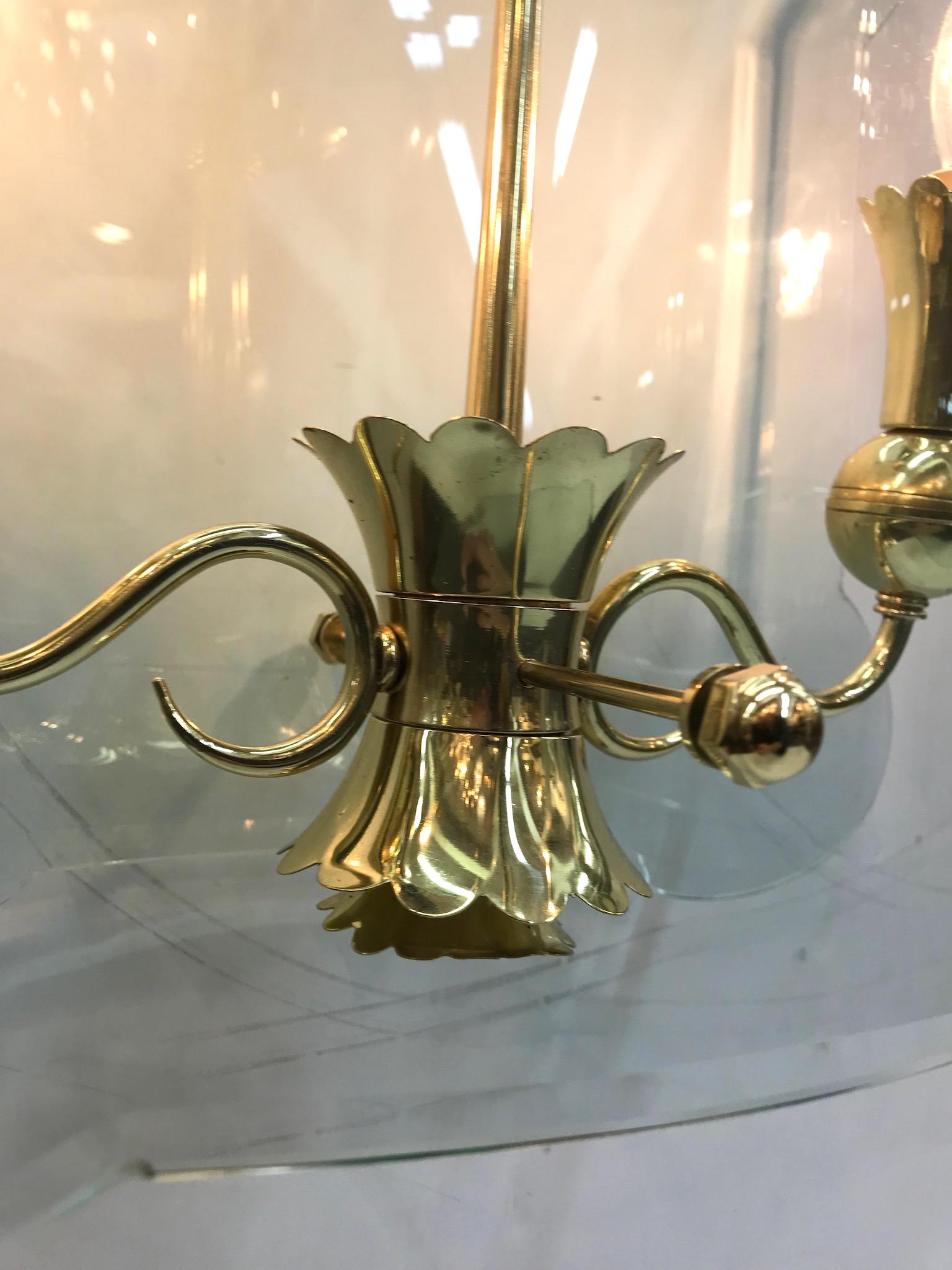 Italian 1940s Brass with Glass Panels Lantern / Pendant Light (Art déco)