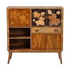 Armoire ou Dry Bar italien en Oak Oak cérusé des années 1940