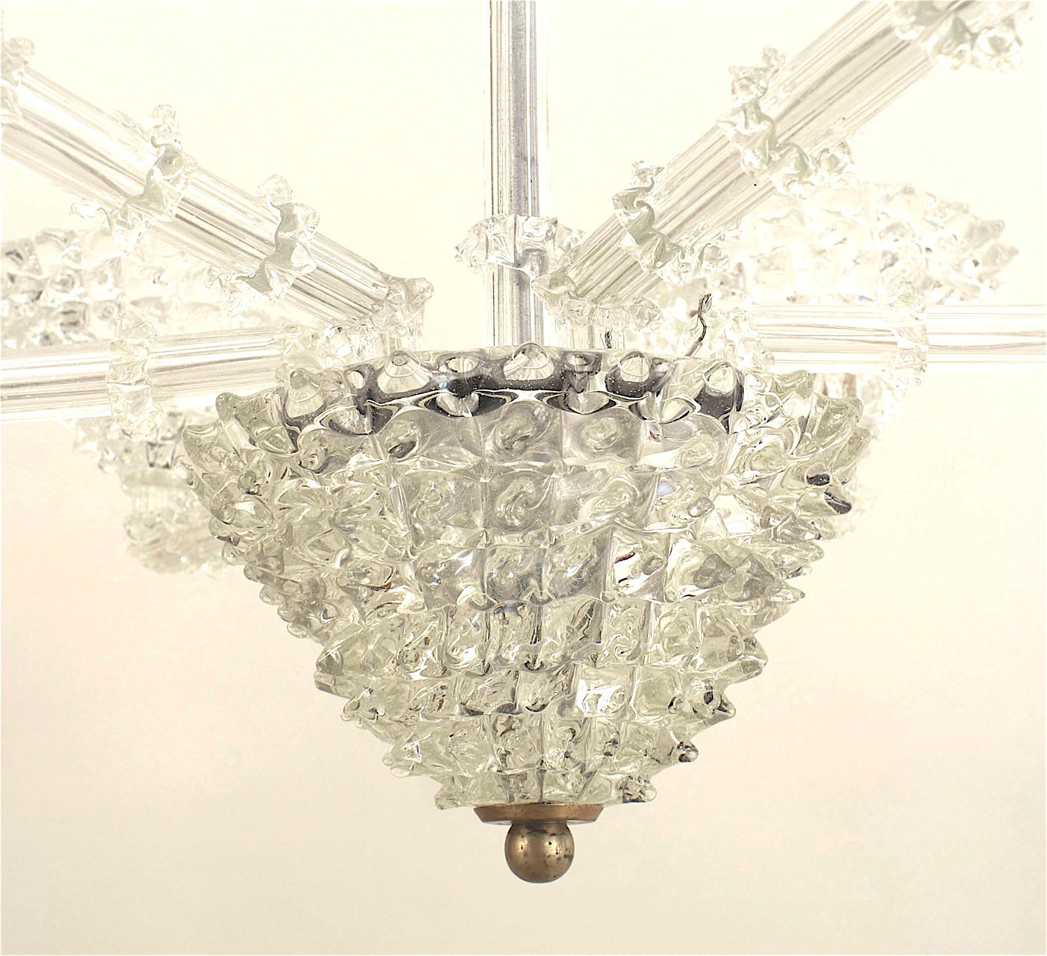 Italian Mid-Century Glass Chandelier In Good Condition For Sale In New York, NY