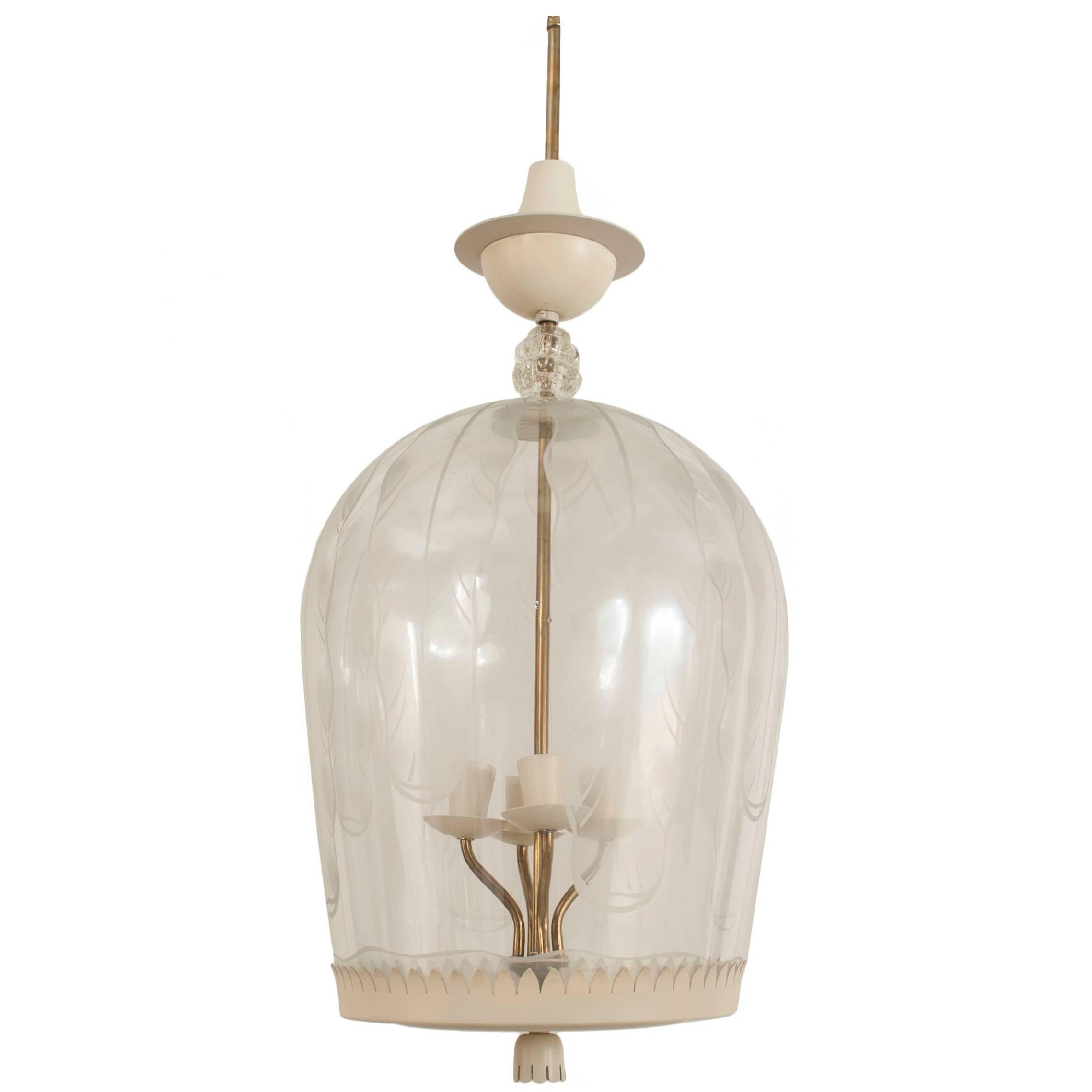 Italian Mid-Century Fontana Arte Glass Dome Lantern For Sale