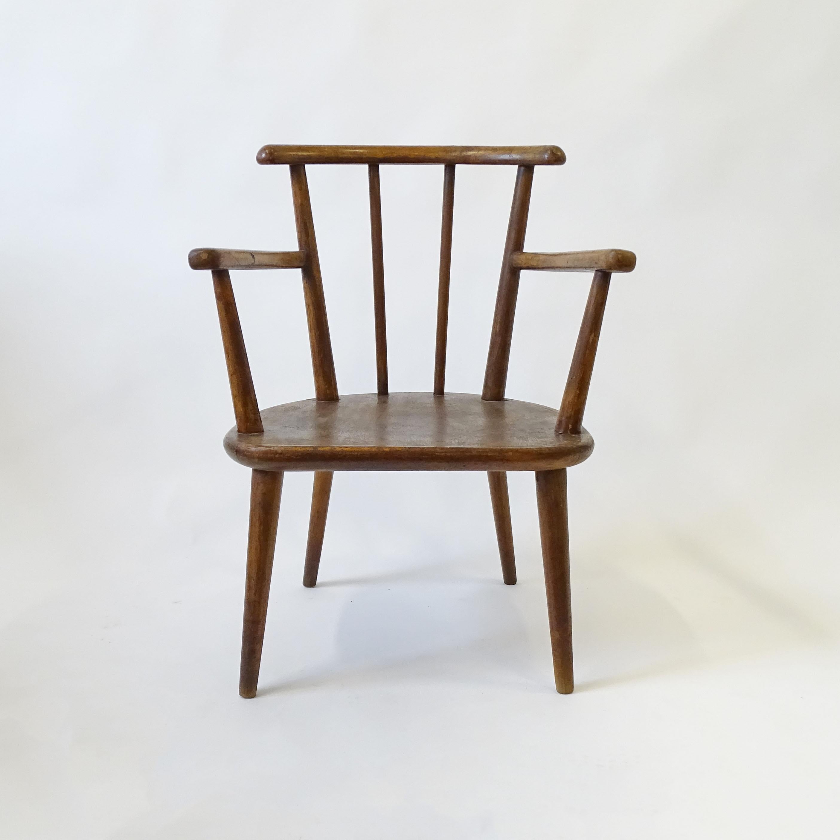 Splendid Italian 1940s folk art wood armchair 