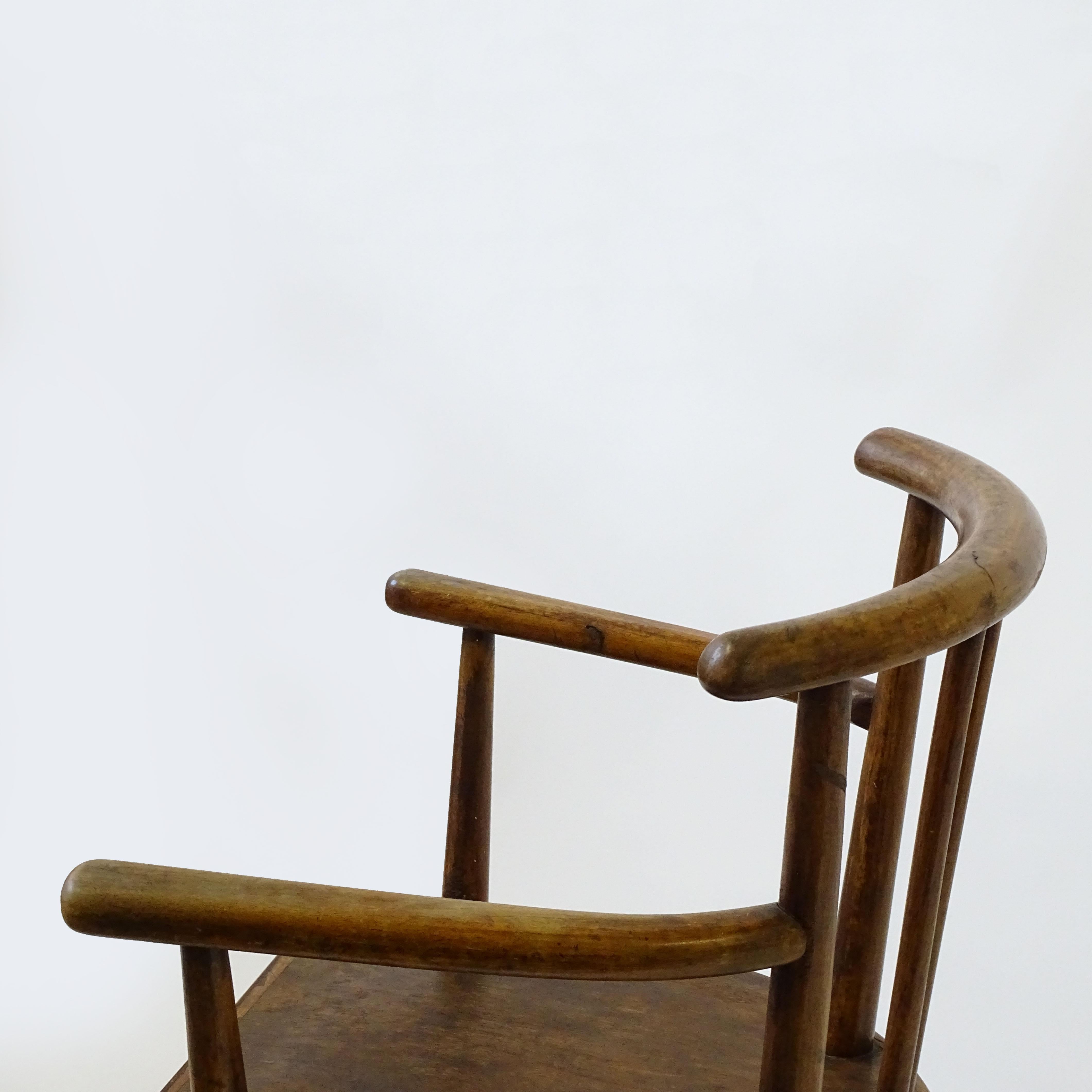 Folk Art Italian 1940s folk art wood and plywood armchair  For Sale