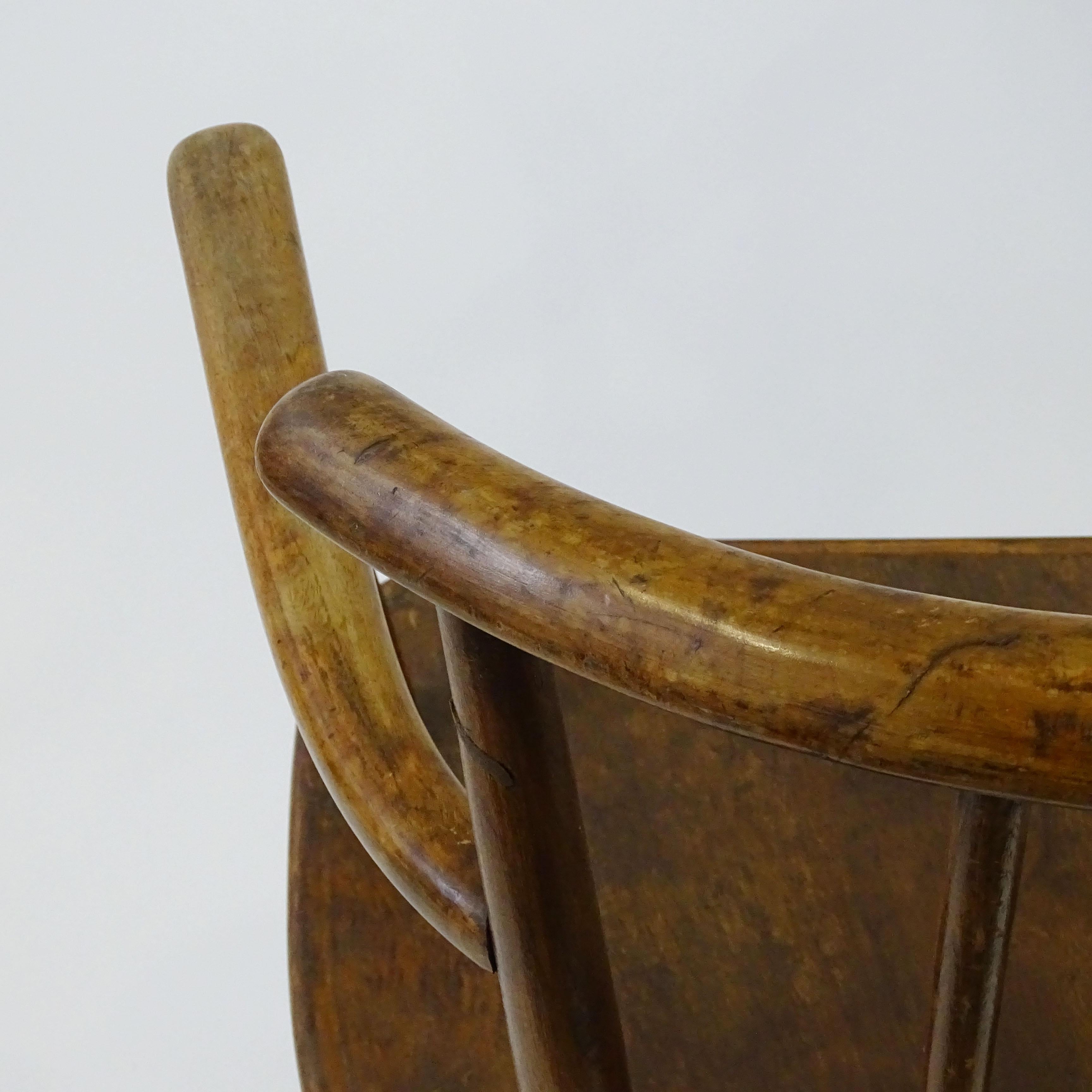 Mid-20th Century Italian 1940s folk art wood and plywood armchair  For Sale