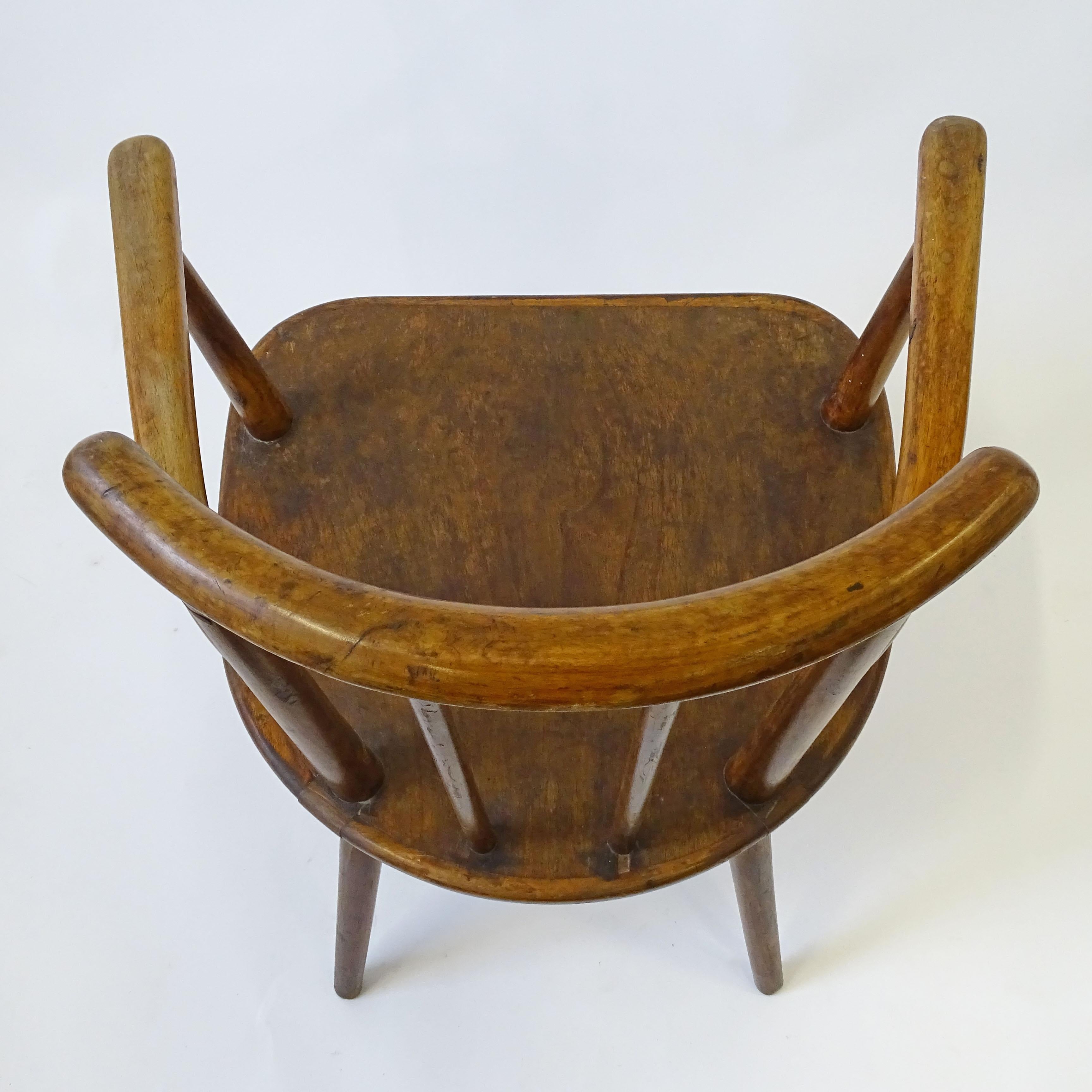 Wood Italian 1940s folk art wood and plywood armchair  For Sale