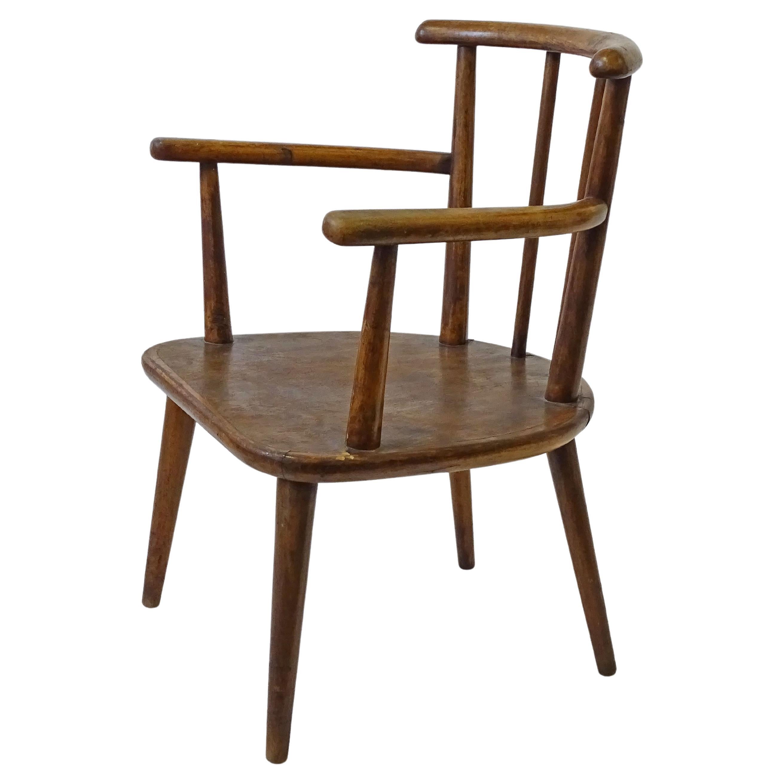 Italian 1940s folk art wood and plywood armchair  For Sale