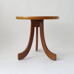 Italian 1940s Folk Art Wood Side Table with three Scrolled Legs