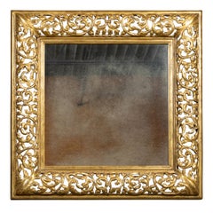 Italian 1940s Giltwood Mirror with Carved Scrolling Foliage and Acanthus Leaves