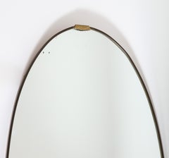 Italian 1940's Grand Scale Oval Mirror with Brass Decoration, circa 1940