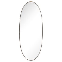 Miroir ovale à grande échelle italien des années 1940 avec décoration en laiton, circa 1940