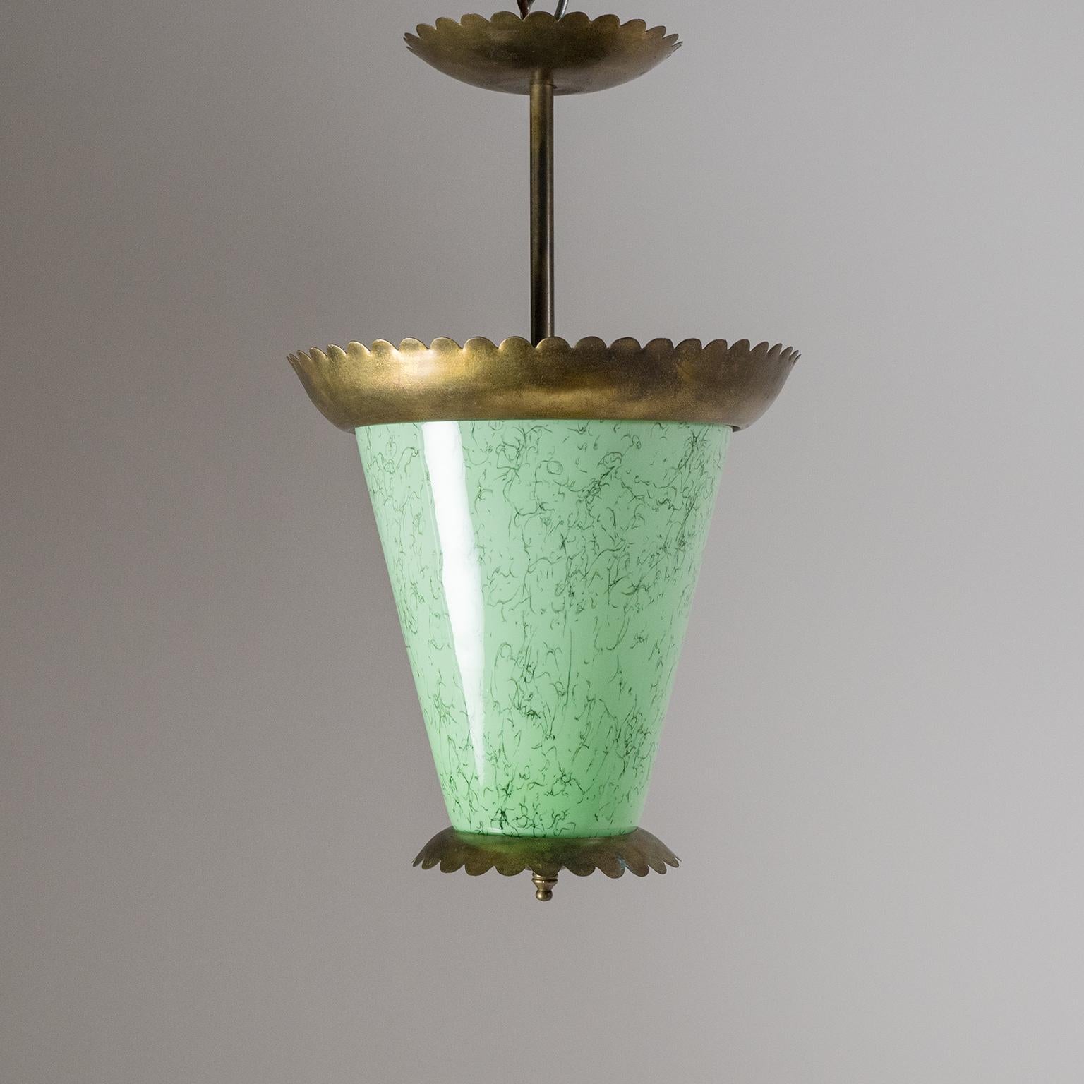 Italian 1940s Lantern, Brass and Murano Glass 5