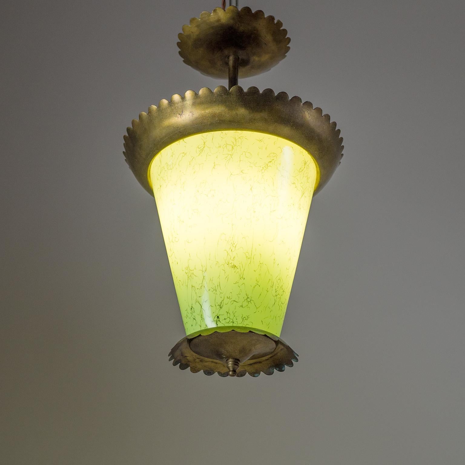 Italian 1940s Lantern, Brass and Murano Glass 7