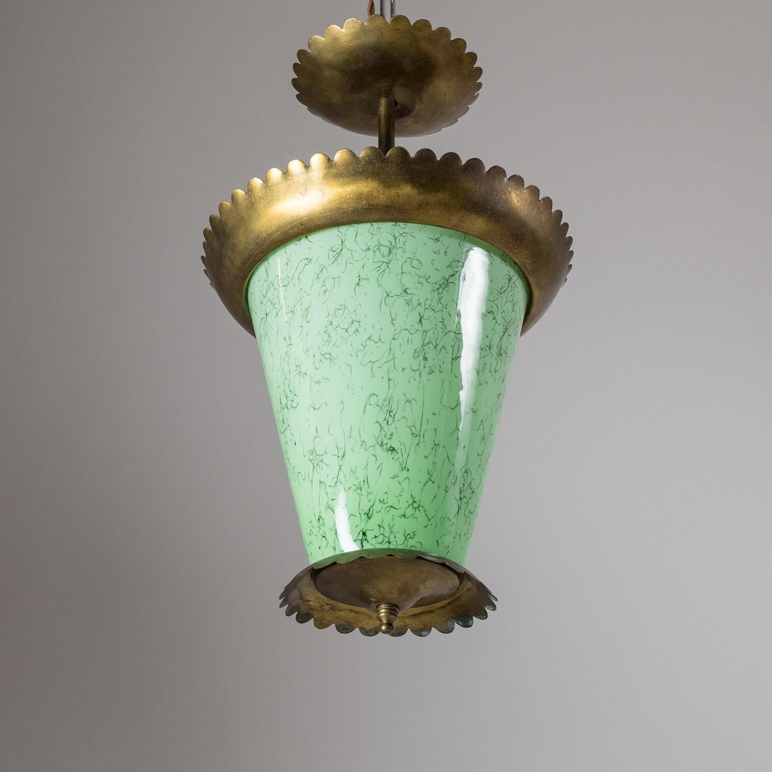 Italian 1940s Lantern, Brass and Murano Glass 8