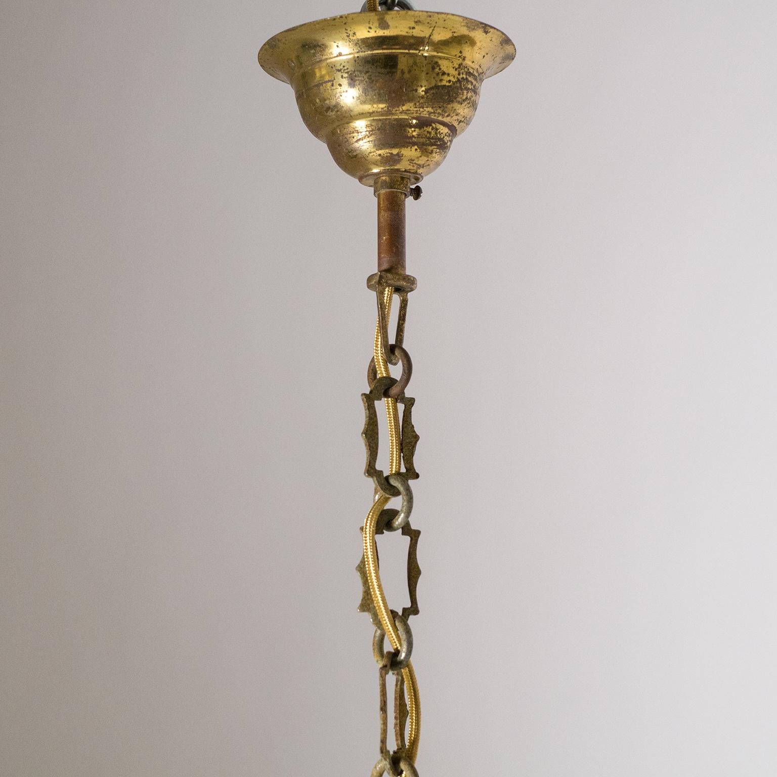 Italian 1940s Lantern, Faceted Glass and Brass 1