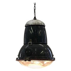 Italian 1940s Large Industrial Factory -Warehouse Enamel Lantern