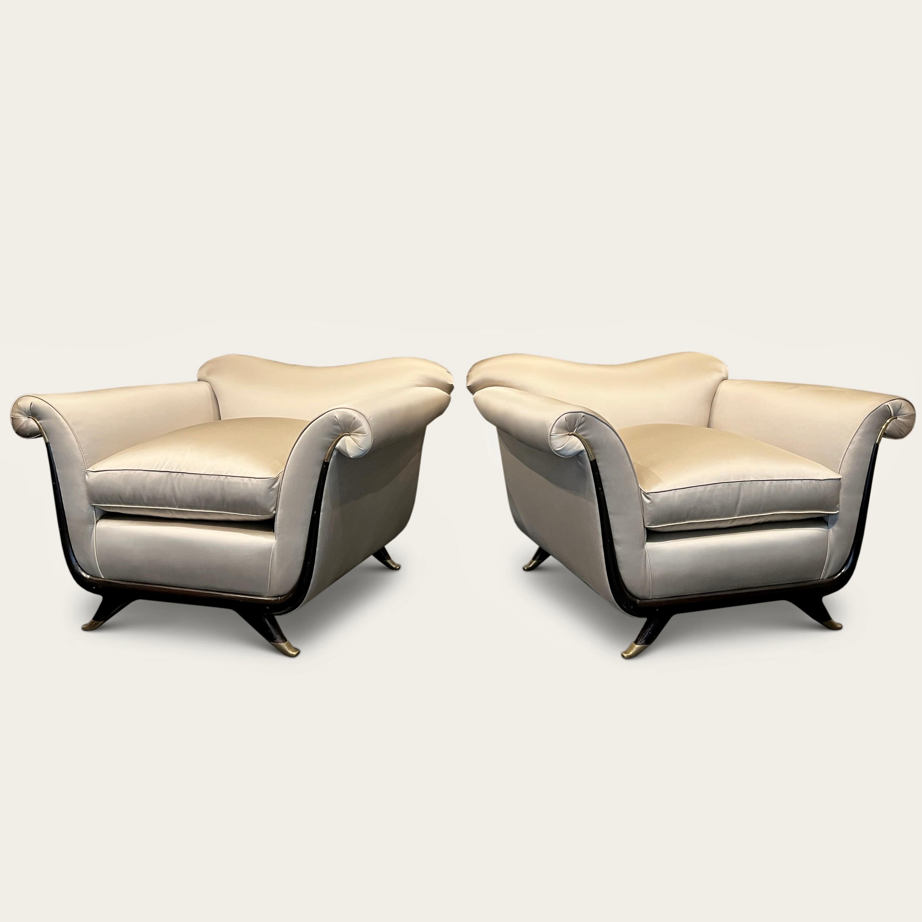 Italian 1940s Lounge Chairs Attributed to Guglielmo Ulrich For Sale 1